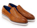 Paul Parkman Men's Smart Casual Light Brown Woven Leather Loafers (ID#186-WN-CML)