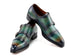 Paul Parkman Men's Cap Toe Double Monkstrap Shoes Green & Blue Patina (ID#2598-5BG)