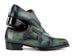 Paul Parkman Men's Cap Toe Double Monkstrap Shoes Green & Blue Patina (ID#2598-5BG)