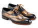 Paul Parkman Goodyear Welted Men's Wingtip Oxfords Camel & Navy (ID#81CML62)