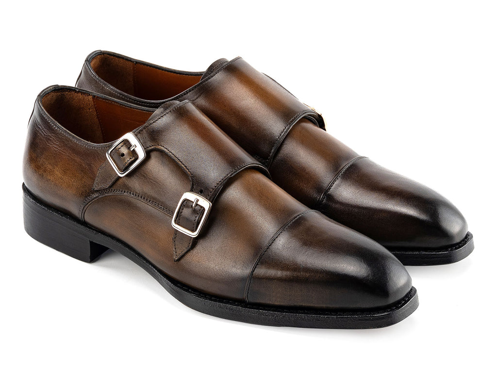 Paul Parkman Men's Goodyear Welted Double Monkstrap Shoes Green (ID#9468-GRN)