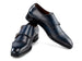 Paul Parkman Men's Goodyear Welted Double Monkstrap Shoes Navy (ID#9468-NVY)