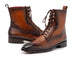 Paul Parkman Men's Brown Burnished Leather Lace-Up Boots (ID#BT534-BRW)
