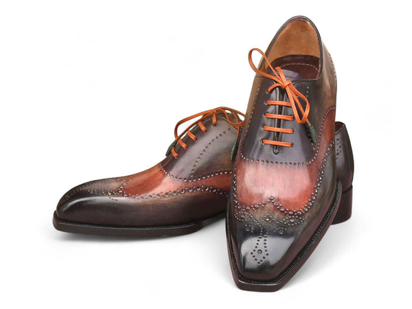 Paul Parkman Men's Goodyear Welted Wingtip Oxford Shoes Green & Brown (ID#E271)