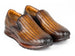 Paul Parkman Men's Brown Woven Leather Slip-On Sneakers (ID#LW204BRW)