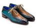 Paul Parkman Genuine Ostrich Leg Bicycle Toe Oxfords Green & Brown (ID#94DLTQB)