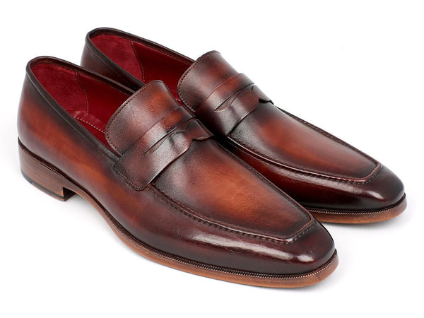 Paul Parkman Men's Penny Loafer Bordeaux and Brown Calfskin (ID