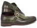 Paul Parkman Men's Wingtip Monkstrap Brogues Green Hand-Painted Leather Upper With Double Leather Sole (ID#060-GREEN)