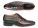 Paul Parkman Men's Green Ostrich & Brown Leather Derby Shoes (ID#956GB57)