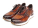 Paul Parkman Men's Brown Hand-Painted Woven Leather Sneakers (ID#LW205BRW)