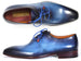 Paul Parkman Men's Plain Toe Wholecut Oxfords Blue Hand-Painted (ID#755-BLU)