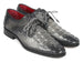 Paul Parkman Gray Crocodile Embossed Calfskin Derby Shoes (ID#1438GRY)