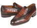 Paul Parkman Brown Burnished Crocodile Embossed Calfskin Loafer (ID#7339-BRW)