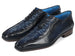 Paul Parkman Navy Croco Textured Leather Bicycle Toe Oxfords (ID#94-214)
