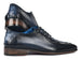 Paul Parkman Navy Croco Textured Leather Bicycle Toe Oxfords (ID#94-214)