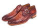 Paul Parkman Reddish Brown Woven Leather Single Monkstraps (ID#011WN57)