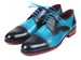 Paul Parkman Two Tone Cap-Toe Derby Shoes Blue & Turquoise (ID#046-TRQ)