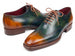 Paul Parkman Men's Goodyear Welted Wingtip Oxfords Green & Cognac Patina (ID#081-GRC)