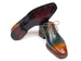 Paul Parkman Men's Goodyear Welted Wingtip Oxfords Green & Cognac Patina (ID#081-GRC)