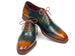 Paul Parkman Men's Goodyear Welted Wingtip Oxfords Green & Cognac Patina (ID#081-GRC)