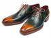 Paul Parkman Men's Goodyear Welted Wingtip Oxfords Green & Cognac Patina (ID#081-GRC)