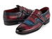 Paul Parkman Men's Kiltie Monkstrap Shoes Blue & Burgundy Leather (ID#12MV62)