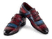 Paul Parkman Men's Kiltie Monkstrap Shoes Blue & Burgundy Leather (ID#12MV62)