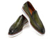 Paul Parkman Men's Smart Casual Perforated Leather Loafers Green (ID#186-PR-GRN)