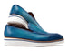 Paul Parkman Men's Smart Casual Perforated Leather Loafers Turquoise (ID#186-PR-TRQ)