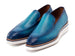 Paul Parkman Men's Smart Casual Perforated Leather Loafers Turquoise (ID#186-PR-TRQ)