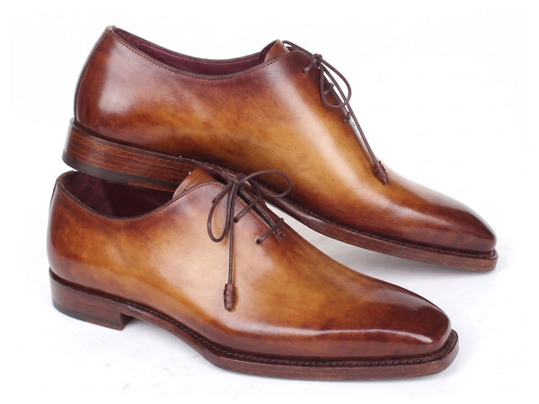 Paul Parkman Men's Goodyear Welted Three Eyelet Wholecut Oxfords Tan Burnished (ID#22TAN87)
