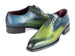 Paul Parkman Goodyear Welted Punched Oxfords Blue & Green (ID#5364-GBL)