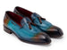 Paul Parkman Men's Split Toe Tassel Loafers Blue Patina Leather (ID#8135-BLU)