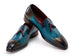 Paul Parkman Men's Split Toe Tassel Loafers Blue Patina Leather (ID#8135-BLU)