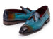 Paul Parkman Men's Split Toe Tassel Loafers Blue Patina Leather (ID#8135-BLU)