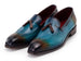 Paul Parkman Men's Split Toe Tassel Loafers Blue Patina Leather (ID#8135-BLU)