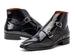 Paul Parkman Double Monkstrap Ankle Boots Black Polished Leather (ID#8154-BLP)