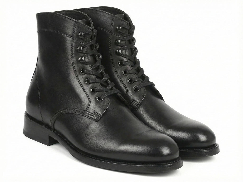 Paul Parkman Men's Black Leather Biker Boots (824BLK91)