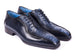 Paul Parkman Navy Genuine Ostrich Leg Bicycle Toe Oxfords (ID#94DLNVY)