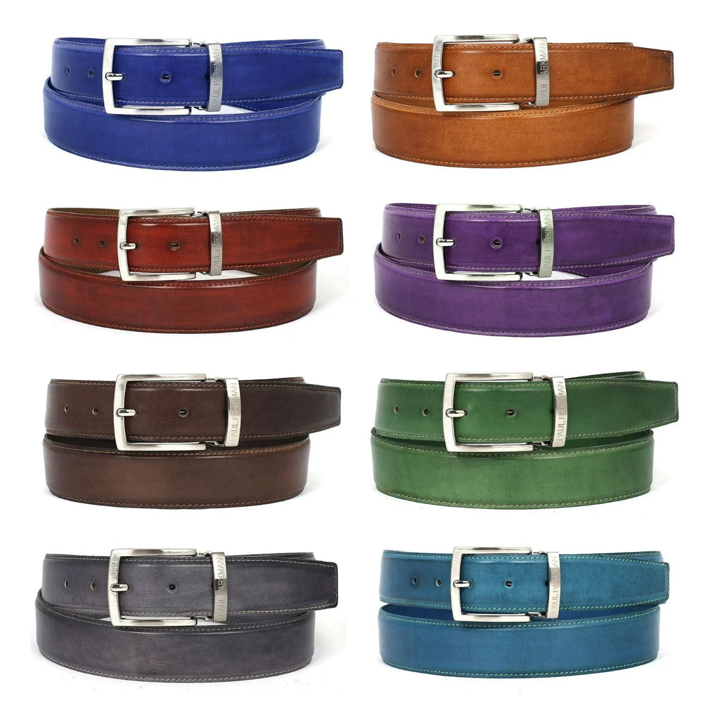 Paul Parkman Men's Handmade Leather Belt Hand-Painted Multiple Colors (ID#B01-A)