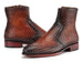 Paul Parkman Brown Burnished Woven Leather Zipper Boots (ID#BT269BRW)