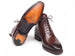 Paul Parkman Men's Brown Leather Plain Toe Lace-Up Dress Boots (ID#BT4812-BRW)
