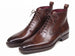 Paul Parkman Men's Brown Leather Plain Toe Lace-Up Dress Boots (ID#BT4812-BRW)