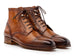 Paul Parkman Men's Brown Burnished Leather Cap Toe Boots (ID#BT9566-BRW)