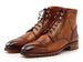 Paul Parkman Men's Brown Burnished Leather Cap Toe Boots (ID#BT9566-BRW)