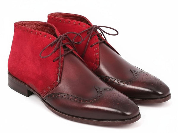 Paul Parkman Men's Chukka Boots Bordeaux Suede & Leather (ID#CK51-BRD)