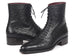 Paul Parkman Men's Black Genuine Ostrich Skin Handmade Boots (ID#CW495-BLK)