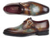 Paul Parkman Men's Green & Brown Patina Single Monkstrap Shoes (ID#DW755N)