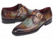 Paul Parkman Men's Green & Brown Patina Single Monkstrap Shoes (ID#DW755N)