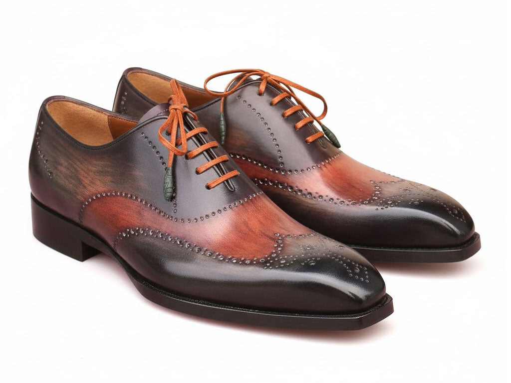 Paul Parkman Men's Goodyear Welted Wingtip Oxford Shoes Green & Brown (ID#E271)